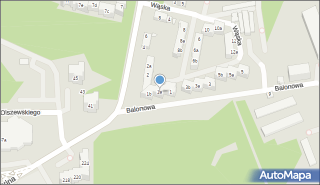 Toruń, Balonowa, 1a, mapa Torunia