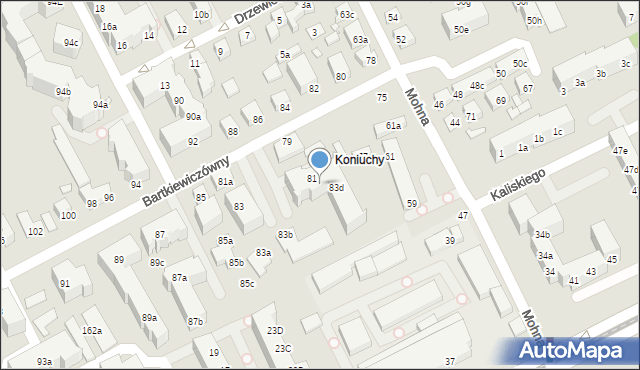 Toruń, Bartkiewiczówny Janiny, 83c, mapa Torunia