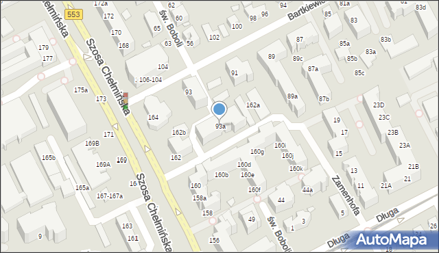 Toruń, Bartkiewiczówny Janiny, 93a, mapa Torunia