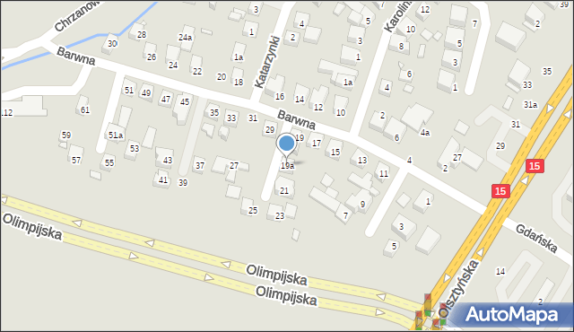 Toruń, Barwna, 19a, mapa Torunia
