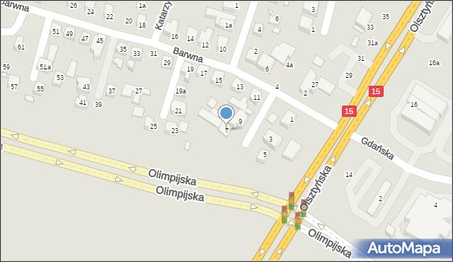 Toruń, Barwna, 7, mapa Torunia