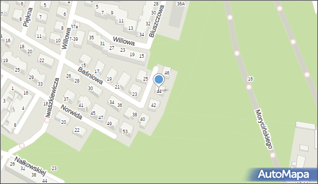 Toruń, Baśniowa, 44, mapa Torunia