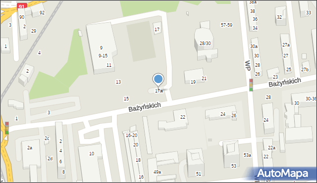 Toruń, Bażyńskich, 17a, mapa Torunia