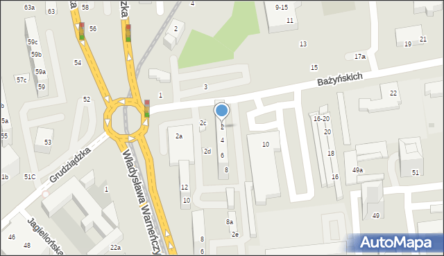 Toruń, Bażyńskich, 2, mapa Torunia