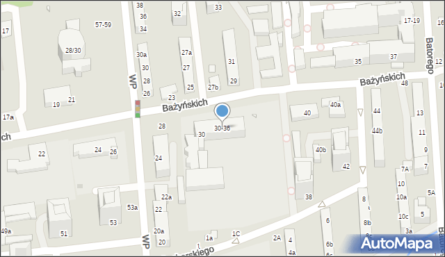 Toruń, Bażyńskich, 30-36, mapa Torunia