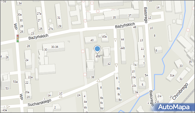 Toruń, Bażyńskich, 40b, mapa Torunia