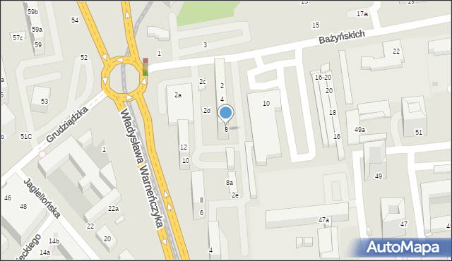 Toruń, Bażyńskich, 8, mapa Torunia