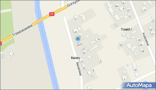 Trześń, Bazarowa, 14, mapa Trześń