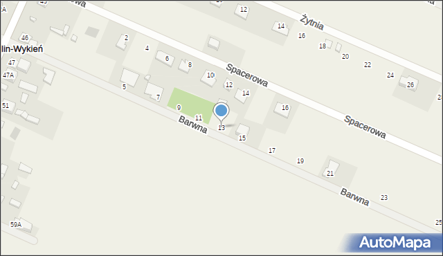 Tumlin-Wykień, Barwna, 13, mapa Tumlin-Wykień