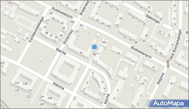 Tychy, Bacha Jana Sebastiana, 5d, mapa Tychów