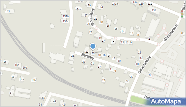 Tychy, Barbary, 20, mapa Tychów