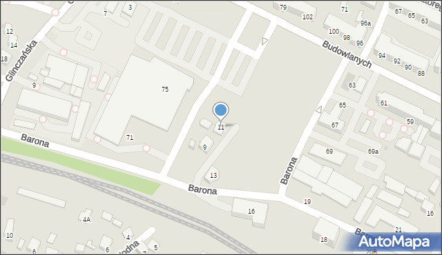 Tychy, Barona Jana, 11, mapa Tychów