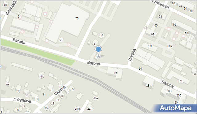 Tychy, Barona Jana, 13, mapa Tychów