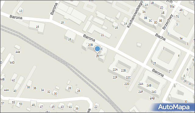 Tychy, Barona Jana, 20, mapa Tychów