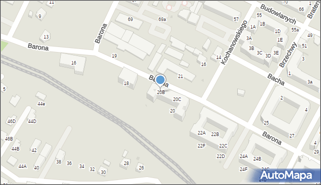 Tychy, Barona Jana, 20B, mapa Tychów