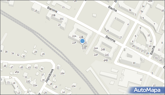 Tychy, Barona Jana, 22E, mapa Tychów