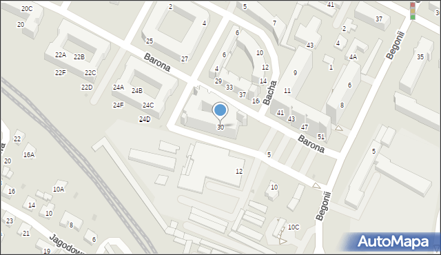 Tychy, Barona Jana, 30, mapa Tychów