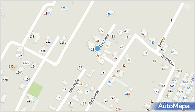 Tychy, Bażancia, 21, mapa Tychów