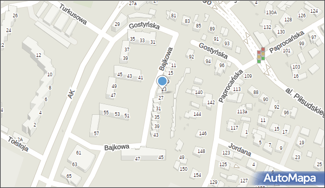 Tychy, Bajkowa, 25, mapa Tych&oacute;w