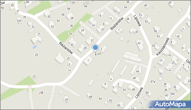 Ustroń, Bażantów, 5, mapa Ustroń