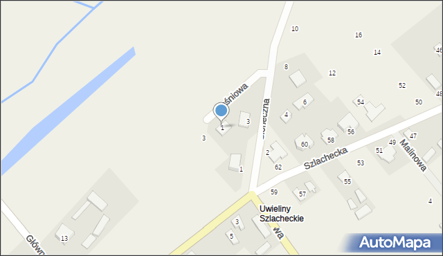 Uwieliny, Baśniowa, 1, mapa Uwieliny