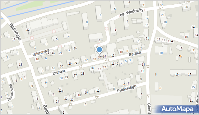Wadowice, Barska, 16, mapa Wadowice