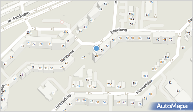 Wałbrzych, Basztowa, 48, mapa Wałbrzycha
