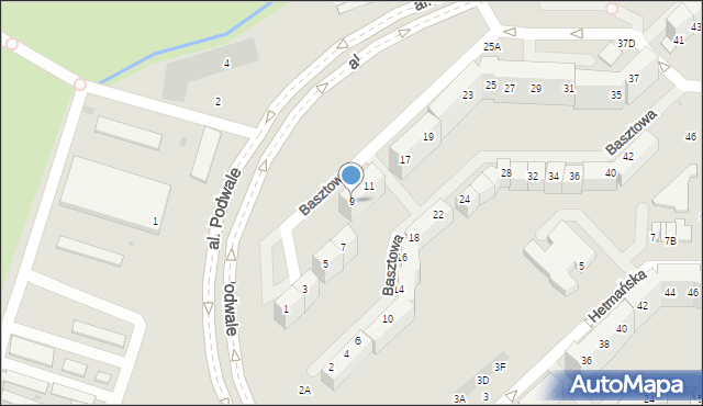 Wałbrzych, Basztowa, 9, mapa Wałbrzycha