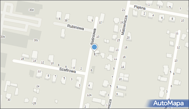 Warka, Baśniowa, 8, mapa Warka