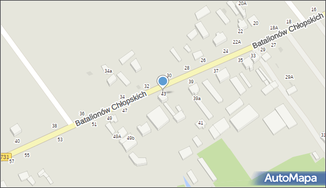 Warka, Batalionów Chłopskich, 43, mapa Warka