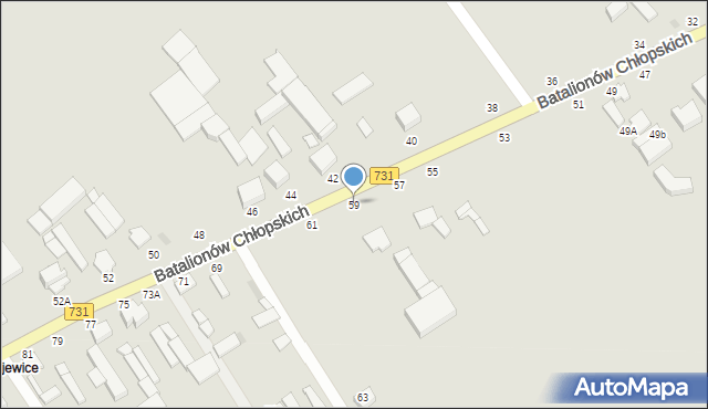 Warka, Batalionów Chłopskich, 59, mapa Warka