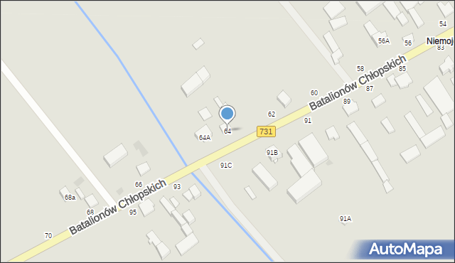 Warka, Batalionów Chłopskich, 64, mapa Warka