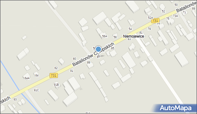 Warka, Batalionów Chłopskich, 87, mapa Warka