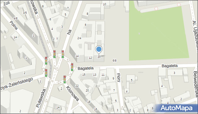 Warszawa, Bagatela, 10, mapa Warszawy