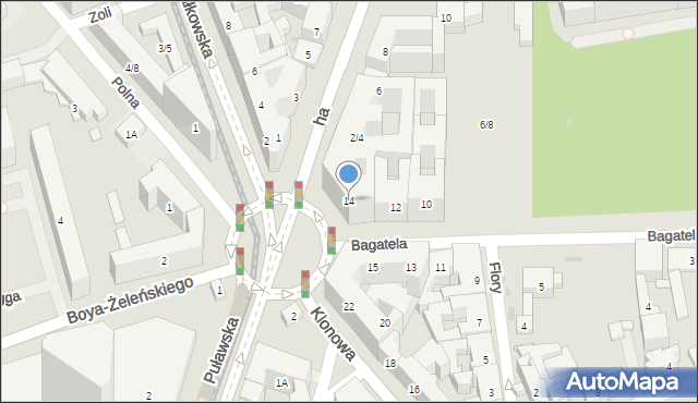 Warszawa, Bagatela, 14, mapa Warszawy