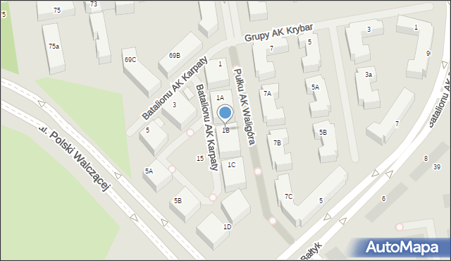 Warszawa, Batalionu AK Karpaty, 1B, mapa Warszawy