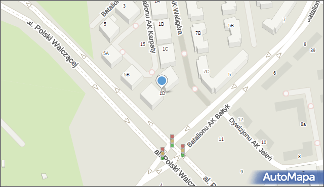 Warszawa, Batalionu AK Karpaty, 1D, mapa Warszawy