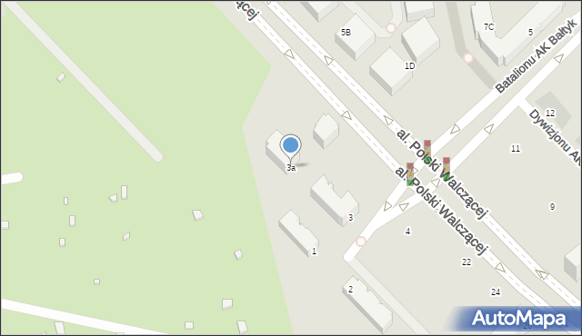 Warszawa, Batalionu AK Bałtyk, 3a, mapa Warszawy
