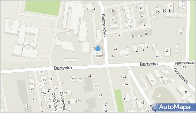 Warszawa, Bartycka, 16A, mapa Warszawy