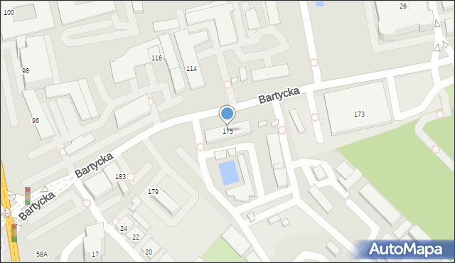 Warszawa, Bartycka, 175, mapa Warszawy