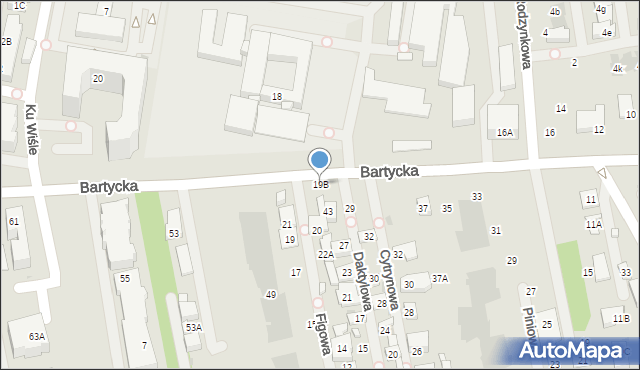 Warszawa, Bartycka, 19B, mapa Warszawy