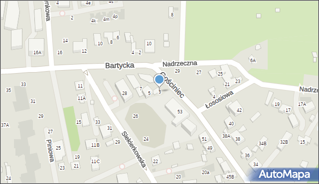 Warszawa, Bartycka, 3, mapa Warszawy