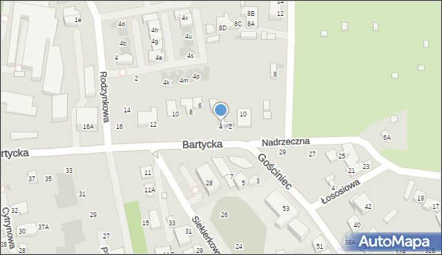 Warszawa, Bartycka, 4, mapa Warszawy