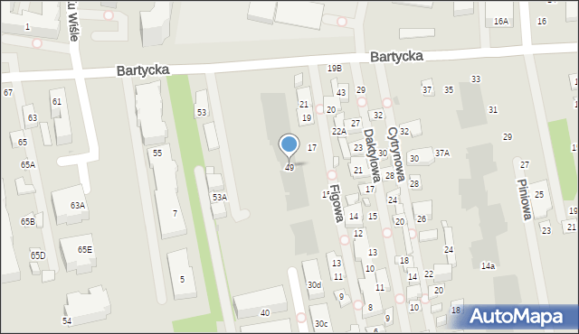 Warszawa, Bartycka, 49, mapa Warszawy