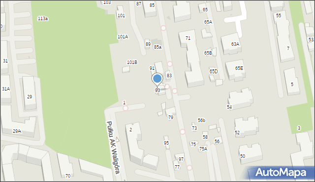 Warszawa, Bartycka, 93, mapa Warszawy