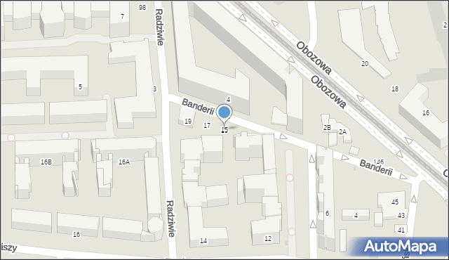 Warszawa, Banderii, 15, mapa Warszawy
