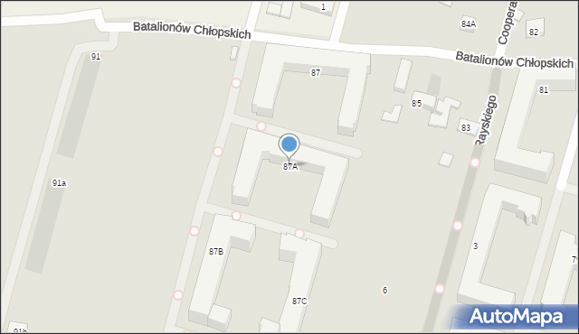 Warszawa, Batalionów Chłopskich, 87A, mapa Warszawy