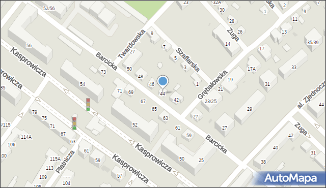 Warszawa, Barcicka, 44, mapa Warszawy