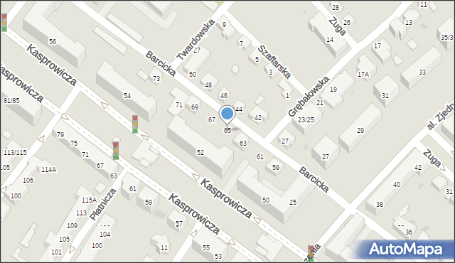 Warszawa, Barcicka, 65, mapa Warszawy