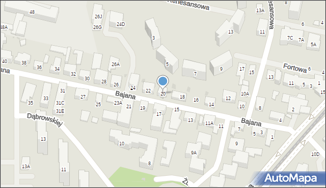 Warszawa, Bajana Jerzego, 20, mapa Warszawy